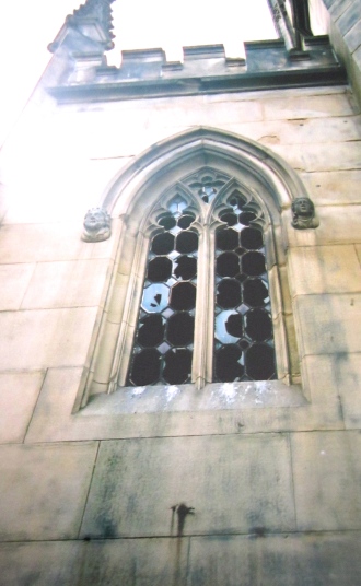Smashed windows of an abandon church, Liverpool